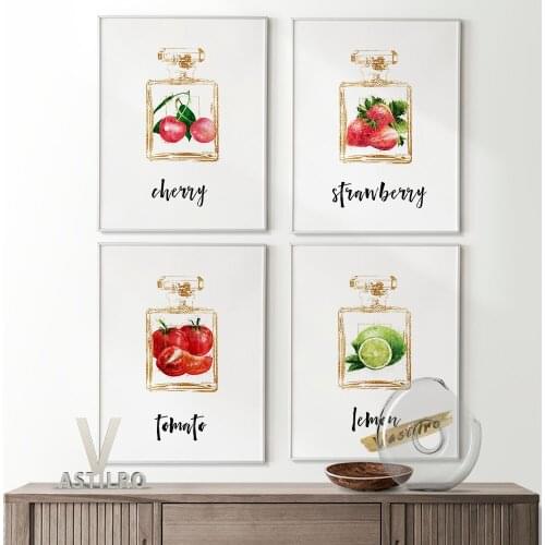 Cherry Smell Perfumes Watercolour Poster Fashion Illustration High Quality Art Prints Beauty Salon Wall Decor Canvas Painting