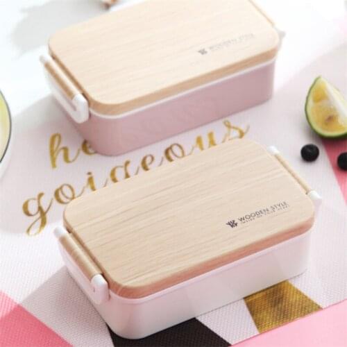 Simple White/Pink School Lunch Box Portable Plastic Microwavable Dinnerware Set Bento Box Kitchen Food Container For Kids Adult