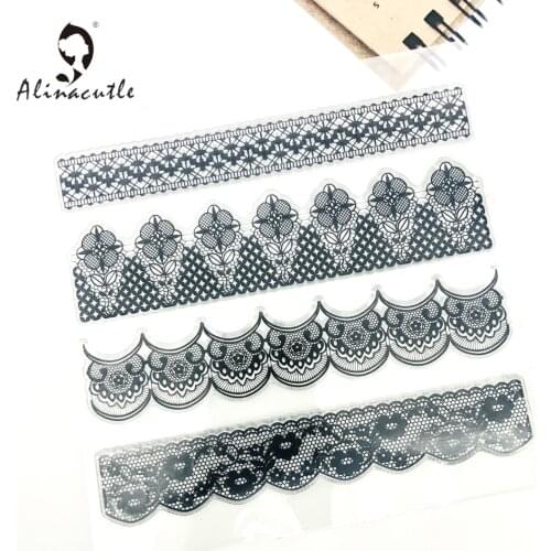CLEAR STAMPS Vintage Lace Border Scrapbooking Handmade Card Album Paper Craft Rubber Transparent Silicon AlinaCraft