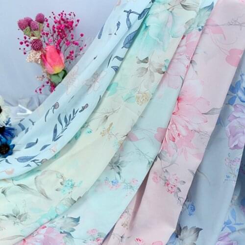 Wide 59" Printed Chiffon Fabrics ancient Chinese Hanfu Silk Scarves Material Spring Summer Dresses Skirts and Clothing Cloth