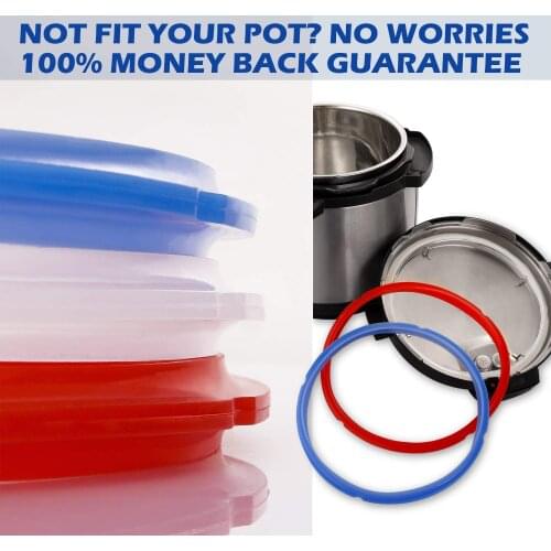 3 Pack Silicone Sealing Ring for Pot Accessories 6 Quart Seal Lasting BPA-Free Blue Red White