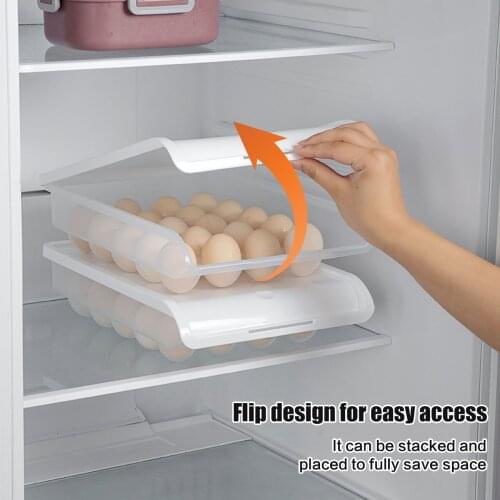 Flip-Type Egg Fresh-Keeping Box 20grids Large-Capacity Refrigerator Special Compartment Storage Box Anti-Collision Artifact