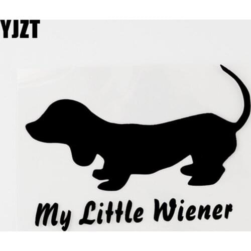 YJZT 14CM×9.8CM Fun Animal My Little Wiener Vinyl Art Car Sticker Decal Black/Silver 8C-0425
