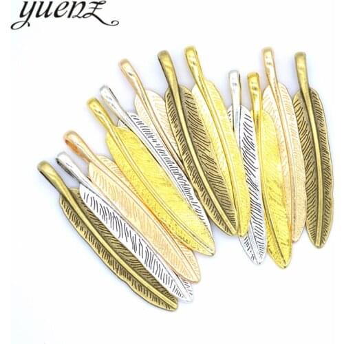 YuenZ 5pcs 2020 New Product feather Charms Pendant For Metal Alloy Jewelry Marking 55*10mm D327