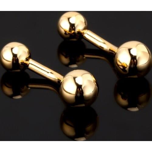 Hot sales gold round pearl ball cufflinks quality French shirts cufflinks wholesale/retail/friends gifts