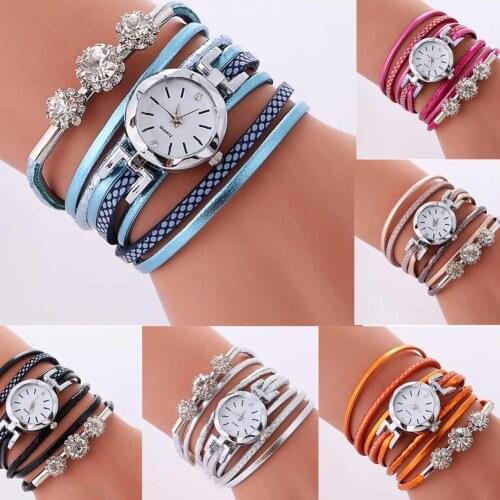 High Quality Luxury Vintage Women Rhinestone Round Dial Analog Quartz Multilayer Dress Watch Bracelet Wrist Watch gift Christmas