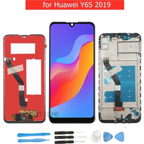 For Huawei Y6S 2019 LCD Display with Frame Digitizer Assembly Touch Screen LCD Display for Huawei Y6S TouchScreen Repair Part
