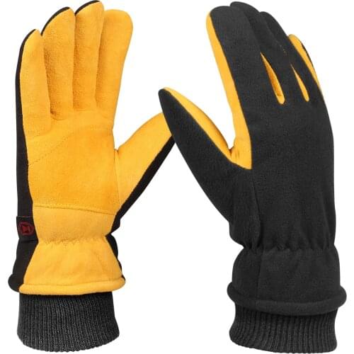 OZERO Motorcycle Gloves Leather Genuine Deerskin Cold-Proof Motocross Motorbike Riding Ski Heated Warm Moto Gloves Winter 8008