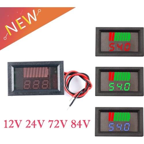 0.56'' LCD Digital Voltmeter 12V 24V 72V 84V Battery Capacity Indicator Lead Acid Power Car Motorcycle Voltage Tester Detector