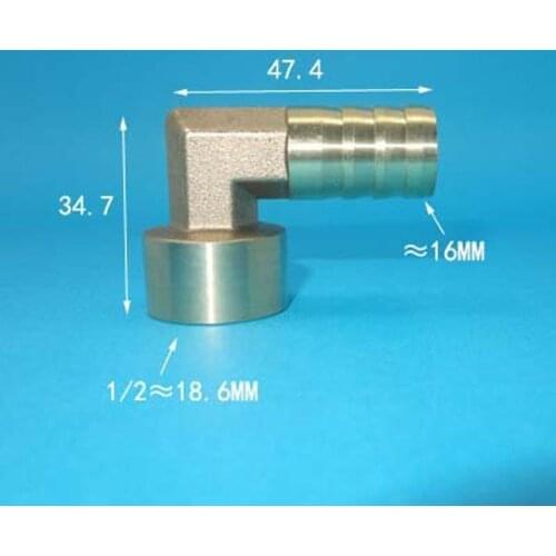 1/2" BSPP Female x 16mm Hose Barb Elbow Splicer Brass Hosetail Fitting Adapter Coupling Water Gas Fuel