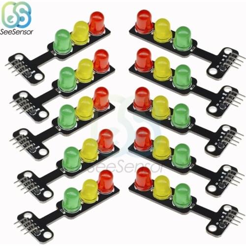 10pcs Mini 5V Traffic Light LED Display Module for Arduino Red Yellow Green 5mm LED RGB Traffic Light