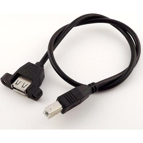 10pcs USB 2.0 A Female Socket Panel Mount To USB B Male Extension Printer Cable 50cm