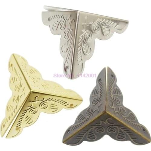 100set 12pcs/set Decorative Antique Brass Golden Silvery Jewelry Wine Gift Box Wooden Case Chest Edge Cover