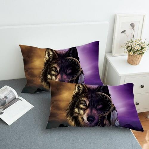 2pcs/set Bed Pillowcase Cover for Beding Print Soft 50cmx75cm / 50cmx90cm Can Customs Made Vintage Wolf Animal