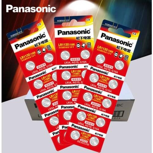 200pcs Panasonic Battery Cell 1.5V AG10 LR1130 Alkaline Button Battery AG10 389 LR54 SR54 SR1130W 189 LR1130 Button Batteries