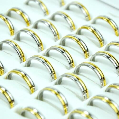 50Pcs Fashion New Design Office Career Style 2 Rows Women Steel Rings Men Ring Wholesale Jewelry Lots LR4111