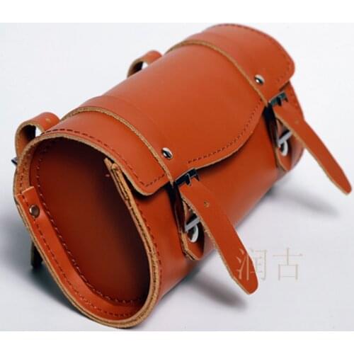 E0990 100% head layer cowhide Fixed gear bike Saddle bag Bicycle Hang back bag Handmade tool bag hot sale