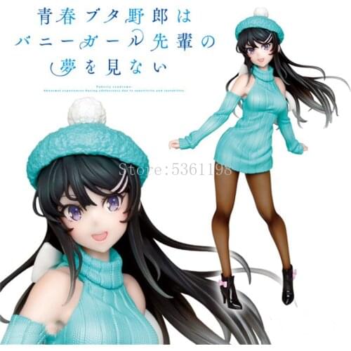 Rascal Does Not Dream of Bunny Girl Anime Figure Sakurajima Mai Knit Dress PVC Action Figure Toy Collection Model Doll Gift 20cm