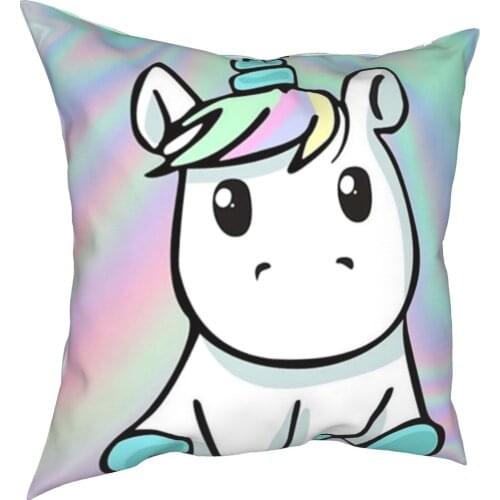 Printed pillow cartoon Unicorn background flannel pillowcase sofa gift car bedroom decoration