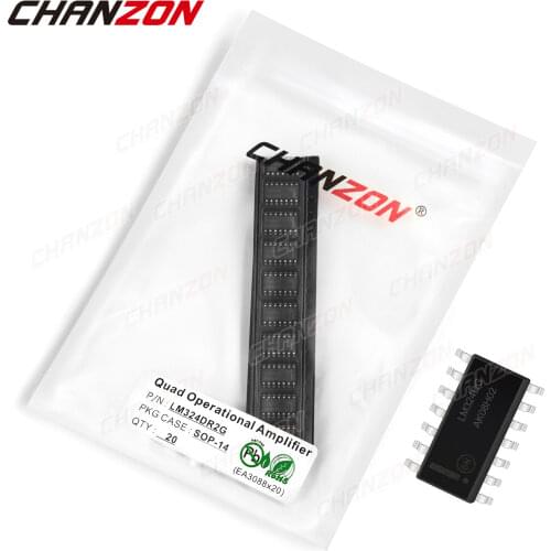 20Pcs LM324DR2G SOP-14 Quad Operational Amplifier Transistor Bipolar Junction BJT Tube Fets SMD 100nA 3-32V Integrated Circuits