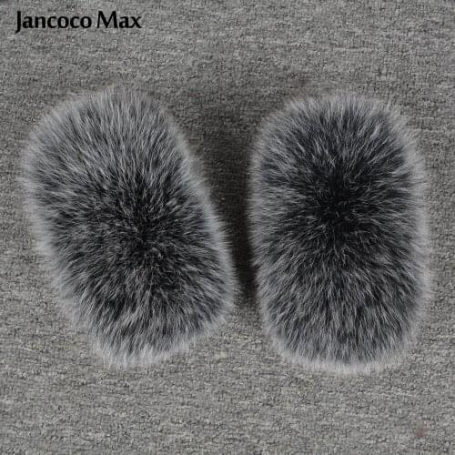 Jancoco Max Winter 2019 Women Real Fox Fur Sleeve Cuffs Wrist Ring Raccoon Fur Cuffs For Fashion Parka Coat Jackets Luxury S7231