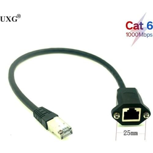 8p8c RJ45 cable Connector, shield type, RJ45 male to female, With screws Hole distance 25mm network cable 25cm-100cm