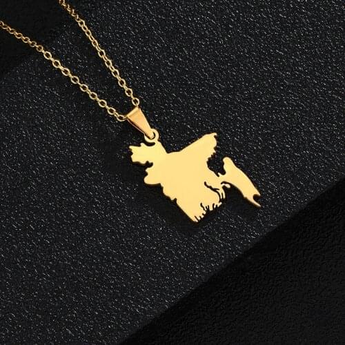 Map of Bangladesh Pendant Necklaces Gold Color for Women Girls Stainless Steel Bangladeshi Maps Ethnic Party Engagement Jewelry