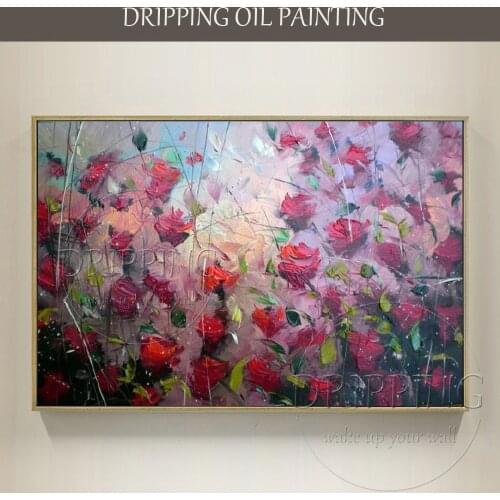 High Quality Handmade Wild Flowers Oil Painting on Canvas Beautiful Colors Modern Abstract Flower Oil Painting for Wall Decor