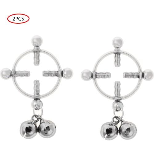 1Pair Fake Nipple Ring Stainless Steel Non-Piercings Fake Nipple Screw Shields Circle Clamps Sexy Faux Body Pircing Jewelry Gift