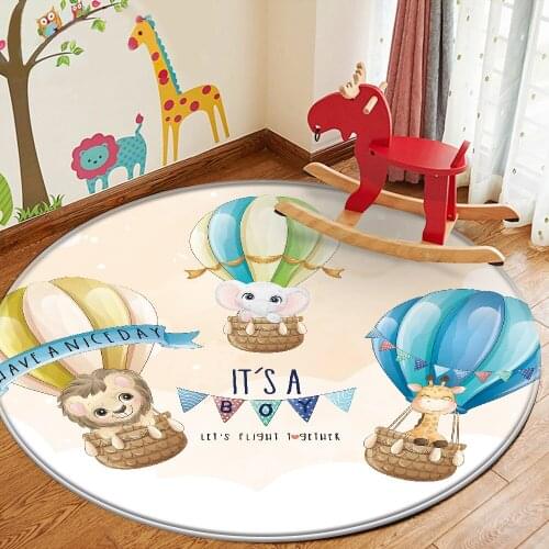 Flannel Round Plus Soft Carpet Baby Hand Print Rug Baby Play Mat Children Fashion Interest Cute Animal Pattern Children Carpet