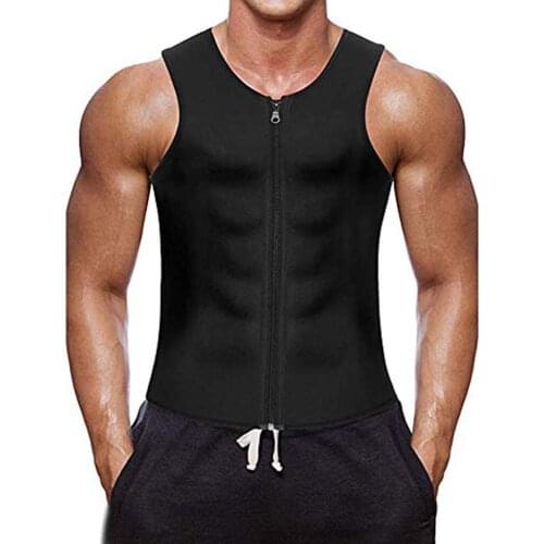 Summer Men Sports Neoprene Compression Clothing Casual Sweat Vest Body Shaper Zipper Slimming Sauna Corset Tank Top