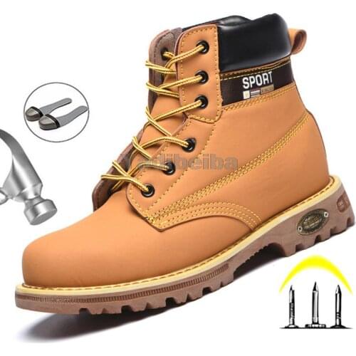 Mens Boots Safety Work Shoes Anti-Puncture Boots Mens Safety Shoes Classic Combat Ankle Boots Mens Sports Shoes Male Footwear