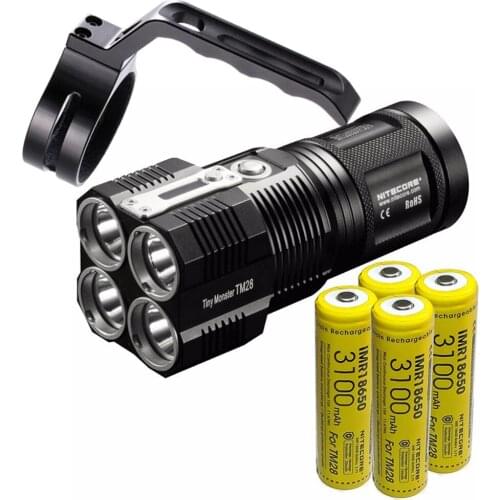 NITECORE TM28 Tiny Monster Fashlight Kit 4* CREE XHP35 HI LED max 6000lm 8 working modes beam distance 655 meter NHM10 NBP68
