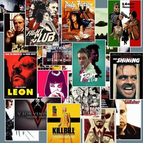 25pcs Classic Movie stickers For Luggage Laptop Art Painting Kill Bill Pulp Fiction Poster Stickers waterproof skateboard toy
