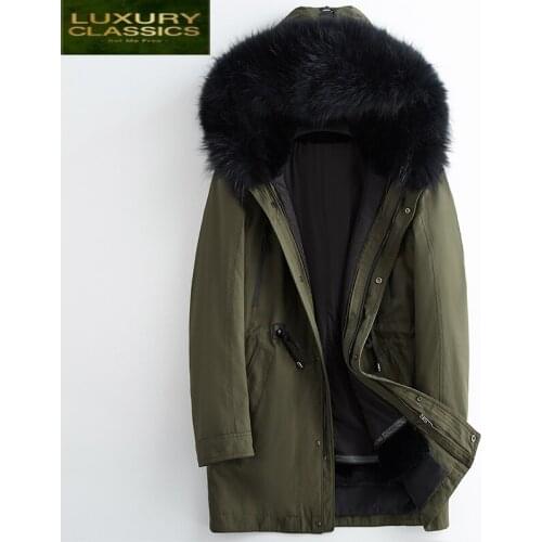 Real Winter Coat Men Raccoon Fur Hooded Rabbit Fur Liner Parkas 2021 Korean Warm Long Fur Jacket Man Coats Hiver 19001381