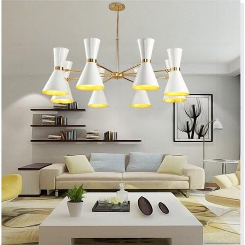New Nordic living room chandelier bedroom lamp restaurant LED lighting lamp villa indoor lamp ceiling light metal lampshade