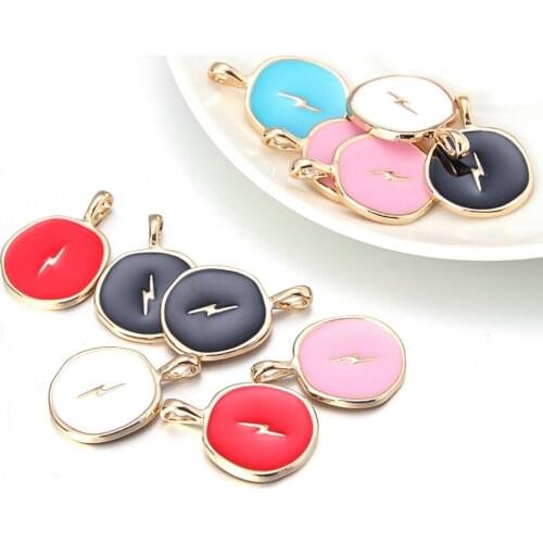 New Fashion Drop Oil Colored Enamel Lightning Necklace DIY Charms For Jewelry Making Charms For Necklace Bracelet
