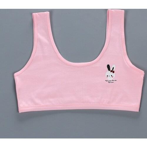 New Summer Girl Bra Development Period Small Vest Card Tube Top Sling Cotton Underwear Cartoon Double Layer 8-16Y