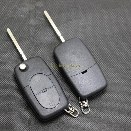 PINECONE for Audi A2 A3 A4 A6 A8 TT Car Key Case 2 Buttons Uncut Brass Blade High Quality Replace Remote Key ABS Shell 1PC