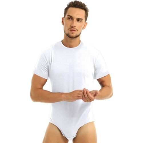 2021 New Short Sleeve Round Neck Button Sexy Jumpsuit Mens Breathable One-piece Clothes Home Pajamas