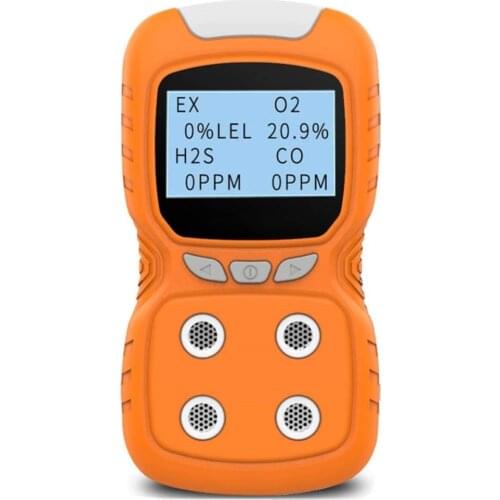 Portable Gas Detector Gas Clip 4 Gas Monitor Meter Tester Analyzer Rechargeable LCD Display Sound Light Shock Air Quality Tester