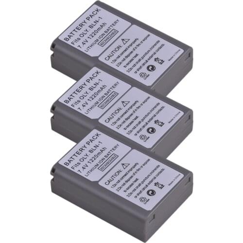 PowerTrust BLN-1 3Pcs 1220mAh PS-BLN1 BLN1 Replacement Digital Battery for Olympus OM-D E-M1, OM-D E-M5, Pen E-P5 Batteries