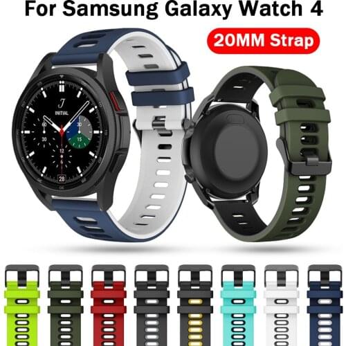 20mm watch Strap for Samsung Galaxy watch 4 44mm 40mm Active 2/watch4 classic 42MM/46mm/Watch 3 41mm silicone smartwatch Band