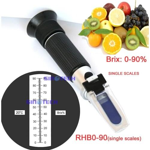 Free shipping hand held copper material brix 0-90% brix refractometer (single scales) RHB0-90