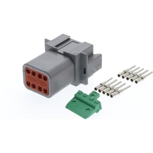 100Kits Deutsch DT Series 8 Way Plug Connector Kit DT04-8P Plug Assembly + Pins & Wedglock Automotive Rectangular DC Connector