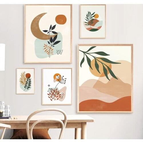 Scandinavian Plant Vase Sun Abstract Wall Art Canvas Painting Posters And Prints Living Room Decor Boho Nordic Style Decoration