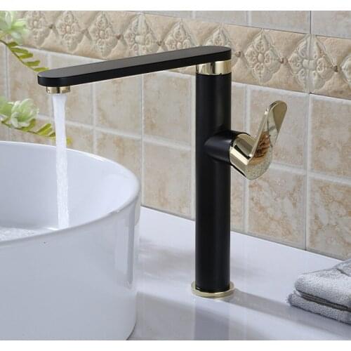 Solid brass gold and black Bathroom Faucet Basin Mixer Faucet Sink Tap Hot Cold Water Faucet Tap Faucet