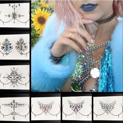 Sharp Gem Nipple Temporary For Dinner Party Flash Rhinestone Breast Washable Tattoo Sticker Beautiful Drop Net Red Crystal Paste