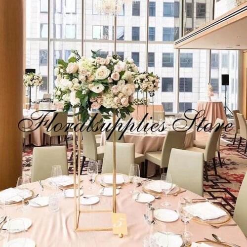 Wedding decoration metal flower stand gold color flower vase column stand for wedding table centerpiece decoration