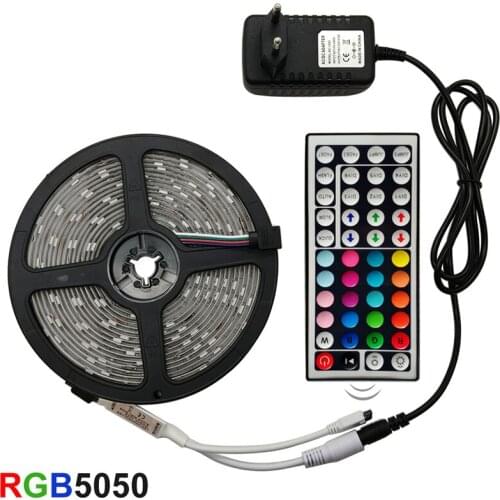 Led Light Strip 5050 RGB SMD 5M 10M Waterproof Colorful Discoloration Flexible Light Bar 30 Light 44 Key Bluetooth Controller